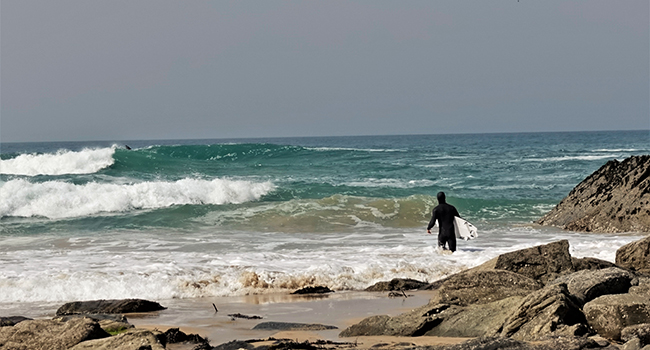 Surfing in Newquay.